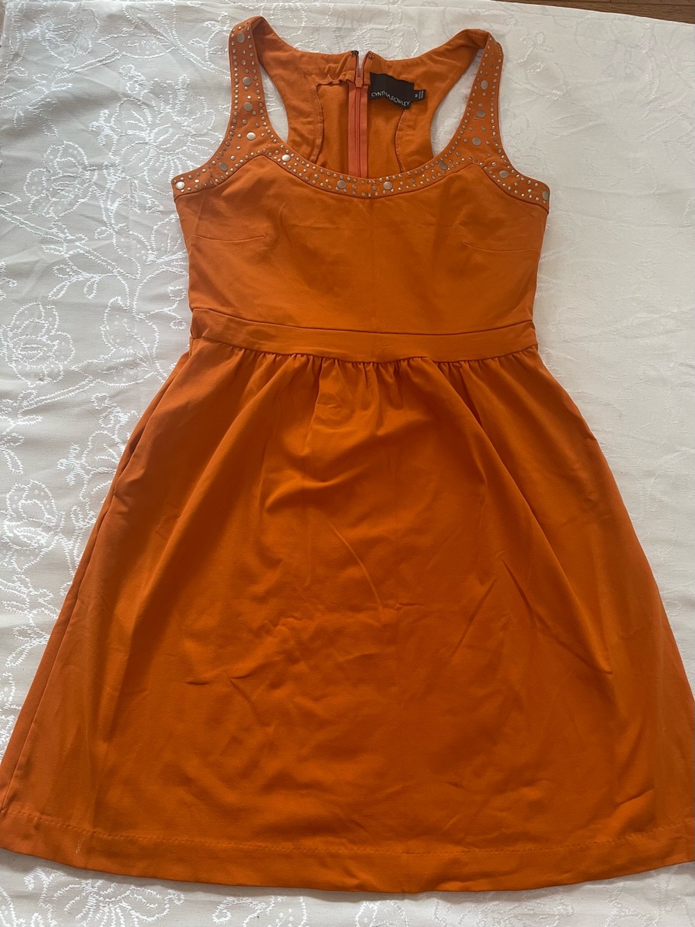 Cynthia Rowley Orange Sleeveless Stud-Embellished Girls' Dress